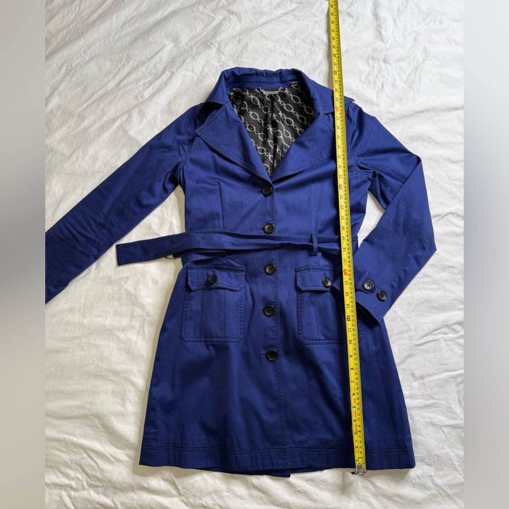 Apt. 9 Cobalt Blue Cotton Blend Trench Coat Belted Classic Spring Jacket Small - Picture 9 of 12